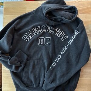 WASHINGTON DC Men's Dark Gray Embroidered Pullover Sweater Hoodie sz L